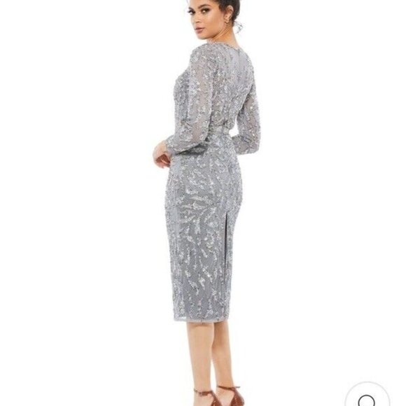 NEW MAC DUGGAL Embellished Illusion Sheath Dress $498‎ 5521 PLATINUM - Picture 3 of 10